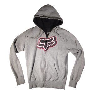 Fox Brand Gray Men's Hoodie Size Medium, Embroidered Fox Logo, Heavy Weight